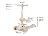 BoPeep Foldable Kids Scooter Flip-able Seat Beige KD1137-LG
