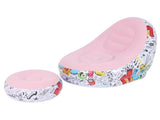 Portable Inflatable Sofa Comfortable Chair Longue with Footstool for Living Room BalconyPink V1294-YM0901-3116200047911