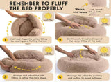Cozy Plush Donut Pet Bed with Raised Rim, Washable Faux Fur Cat & Dog Couch, Winter Warm Supportive V1341-ZY-NZG53MTB-L-PINK
