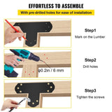 Black T Mending Plate T-shape 8 PCs 6" Flat Connector Post to Beam Bracket V952-TZLJJ6X68PCSTBW8SV0