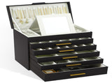 CARLA HOME 6-Layer Large Jewelry Organizer Box for Women with Mirror, Drawers, Hooks & Dividers for V178-36228