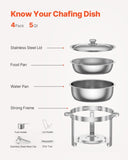 VEVOR 5 Qt 4 Pack Round Chafing Dish Buffet Set Full-Size Pan Stainless Steel V952-YXBXGSTGK4JTSHNBOV0