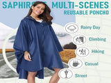 Unisex Cycling Rain Poncho, Waterproof Hooded Raincoat for Men Women with Zipper and Snaps, Blue V1237-ZY-917-201