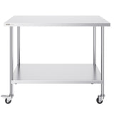 Stainless Steel Work Table 30 x 60 x 38 Inch, with 4 Wheels, 3 Adjustable Height Levels, Heavy Duty V952-CFBXGGZTLCDJ1CSD7V0