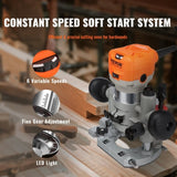 Wood Router, 1.25HP 800W, Compact Wood Trimmer Router Combo Tool with Plunge and Fixed Base, V952-YXKXBJ710W65AH7WLV3