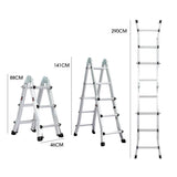 Bullet 2.9m Folding Aluminium Multipurpose Ladder, w/ Workshelf Platform, Spring Assisted Rapid V219-TOLLDABU29AA
