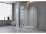 90cm Frameless Diamond Shower Screen with Chrome Channels and Brass Hinges V63-932781