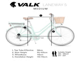 Valk Laneway 5 Vintage Electric Bike, Torque Sensor equipped eBike, Medium, Mint Green V219-BIKEVBVA1MTA
