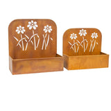 Set 2 Nested Rust 'Flowers' Wall / Floor Planters 50cm, 45cm V637-48106PLN