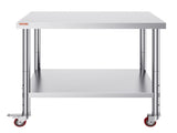 30x36x34 Inch Stainless Steel Work Table 3-Stage Adjustable Shelf with 4 Wheels Heavy Duty V952-CFGZT30X36X34YC01V0