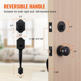 Front Door Handle and Deadbolt Set, Matte Black Front Door Lock Set with Interior Knob, Single V952-XNSBYGHDSHXLS59N0V0