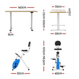 Artiss Under Desk Folding X-Bike with 140cm Automatic Standing Desk Magnetic Resistance Oak SDEB-114G-WHNT-140-DB02
