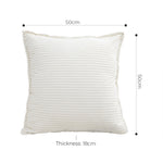 SOGA 50cm Beige Throw Pillow Warm Wabi-sabi Striped Corduroy Square For Home Decor FRENCHCUSHION344