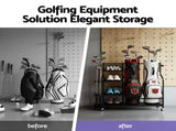 Everfit Golf Bag Storage Golf Storage Garage Organizer with Wheels Black GSR-A-2T-BL