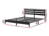 Artiss Bed Frame Double Size LED Metal Bed Base with Charging Station MBED-D-POR-D-BK-AB