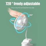 Clip On Fan Portable Rechargeable 720&deg Rotation Quiet Stroller Fan Sturdy Clamp Mini Desk Fan for V1294-YM0523-10344433