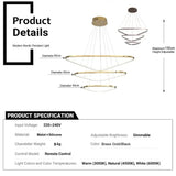 BAMDECOR AD2583 Modern Triangular LED Chandelier V255-BAM-AD2583-3R-GOLD