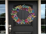 Artificial Butterfly Wreath Outdoor Decorative Welcome Wreath for Front Door Wall Window Spring V1294-YM0523-10337870