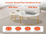 Nesting Coffee Table Set of 2, 700 mm Round Coffee Table, Nesting Tables for Small Place, Vintage V952-QTZTMYXKJTT2V611W001V0