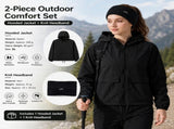 Women's Lightweight Outdoor Windproof and warm set - Black XL Size Waterproof Windproof Sun V888-ELOSUNG53811