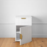 PORTO BEDSIDE TABLE - WHITE - VJ PANEL - PULL BRASS V164-ECS13WVB03G