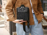 Black Gray Men'S Chest Bag Crocodile Embossed Bag Travel Bag Men Adjustable Strap Bag V1347-127-GRA-69936
