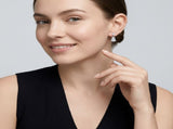 Elegant S925 Silver Moissanite Gourd Earrings with Round Stud and Pear-Shaped Drops, 8 Hearts 8 V1341-ZY-HPPLW2PG-SILVER-2CARAT