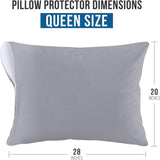 Waterproof Pillow Protector Zippered Queen Grey Bed Bug Proof Pillow Encasement 20 x 28 V1366-AZ2-W-11167
