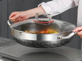 30cm Stainless Steel Non-Stick Frying Pan with Glass Lid Silver V1142-LP1005007016082902