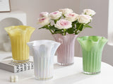 Nordic-Style Glass Vase - Elegant Fluted Flower Vase for Home Decor V888-ELOSUNG25575