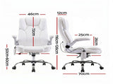 Artiss 8 Point Massage Office Chair PU Leather White MOC-1223-WH