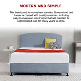 Linen Fabric Queen Bed Curved Headboard Bedhead - Berlin Blue V63-839831