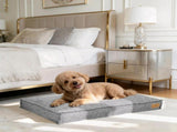 Washable Waterproof Dog Bed Sofa with Removable Cover - Orthopedic Linen Pet Pillow Bed for Small V767-P-XD2236-M-GY