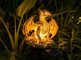 Waterproof Solar Dragon Garden Decor Light, Realistic Resin Dragon Sculpture LED Stake Lamp, Auto V1369-AZ3-W-13621