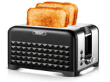 2-Slice Retro Toaster with Diamond Textured Finish, Stainless Steel Body, and Removable Crumb Tray V1341-ZY-XQGXWPV3-BLACK