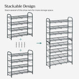 SONGMICS 4-Tier Shoe Rack Storage 16 Pairs Organizer Gray V227-8498402104080