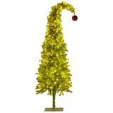 Christabelle 7.5ft Christmas Gremlin Tree Curved Top Red Bauble Green White LED Lights 112_HZG75
