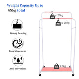 Heavy Duty Double Clothes Rail Rack Garment Hanging Display Stand 4 Wheel Armoir V767-ZJJ215-WT-G3