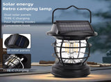 2 Pack Vintage Solar Camping Lantern Rechargeable Dual Panel Hanging Solar Powered Outdoor Lights V1294-YM0901-H49269-2