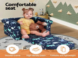 Keezi Kids Sofa 1 Seater Children Flip Open Couch Lounger Armchair Dinosaur Navy KID-SOFA-SINGLE-NY