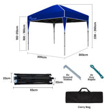 RED TRACK 3x3m Ultra Compact Folding Gazebo, Carry bag, Portable Outdoor Popup Marquee for Camping V219-OTDGZBRT33BA