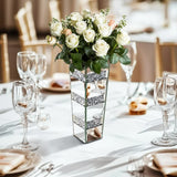 P&P Silver Diamond Inlaid Table Vase, Modern Decorative Centerpiece for Home V767-HP-XZ1812-S