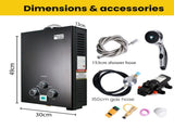 Thermomate Portable Gas Outdoor Camping Hot Water Heater System, with 12V Pump, Shower Head, Black V219-CMPWHTTHBK2A
