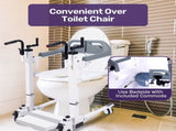 EQUIPMED 4in1 Patient Lift Transfer Chair, Manual Height Adjustment, Shower Compatible, Over Toilet, V219-HELTRNEQHT3A
