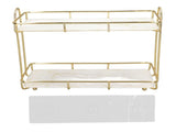 2 Tier Bathroom Shelf Countertop Standing Shelf with Partition Cosmetic Storage Rack Holder Gold V1294-YM0703-3112230031211