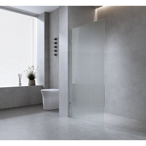 90cm Reeded Single Shower Glass Screen with White Wall & Floor U Brackets V63-917461