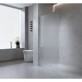 120cm Reeded Single Shower Glass Screen with White F-brackets & Square Pole V63-918951
