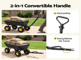 Gardeon Garden Cart Dump Utility Wagon 270kg 2in1 Handle Tractor Trolley 110L with 10in Tyres GCT-DUMP-PP-270KG-BK