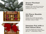 Christabelle 45cm 1.5ft Snowy Potted Christmas Tree Decorations Gift Pack Hessian Red Gold Baub 112_HZ702
