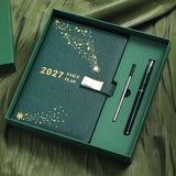 2027 Hardcover Daily Planner Textured Faux Leather Cover, Smooth Eye-Friendly Thick Paper, Gift Box V1232-BJBLH-002